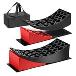 DNA MOTORING 2packs Leveling Ramp for RV Camper Travel Trailer, Curved RV Levelers with 2 Wheel Chock, 2 Mat, Carry Bag, Easier & Faster to Level, Red, TOOLS-00703