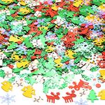 Lezevn 1 Ounce Christmas Confetti Glitter Sequins Elk Snowflake Gift Box Christmas Tree Bells Confetti Red Green White Confetti for Christmas Crafts DIY Nail Art