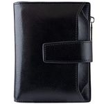 Small Leather Purse for Women, RFID Blocking Bifold Ladies Card Holder Wallet with id Window(Black)