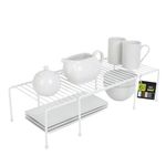 Smart Design Kitchen Storage Expandable Shelf Rack w/Plastic Feet - Steel Metal - Rust Resistant Finish - Cups, Dishes, Cabinet & Pantry Organization - Kitchen (10 x 32 Inch) [White] - Set of 6