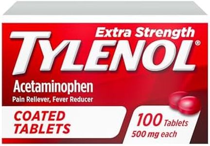 Tylenol Extra Strength Pain Relief Coated Tablets for Adults, 500mg Acetaminophen Pain Reliever and Fever Reducer per Tablet for Minor Aches, Pains, and Headaches, 100 ct