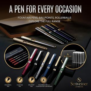 Scriveiner Midnight Blue Ballpoint Pen Set – Chrome Steel, Refillable, Gift Box