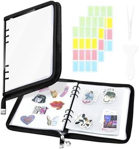 Ospelelf Reusable Sticker Book Stickers Organizer Storage, Zippered A5 Binder Collecting Album, Includes Storage Pockets, Release Paper, Essential for Scrapbook Planner Enthusiasts, Black
