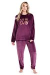 Ladies Pyjamas Set, Womens Loungewear Pyjamas, Comfy Warm Soft Loungewear PJs (L, Magenta)