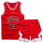 Kids Boys Basketball Kit 2 Piece Sleeveless Basketball Training Jersey and Shorts Set Red