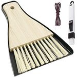 2Pcs Mini Dustpan and Brush Sets Heavy Duty,Small Metal Dust Pan and Bamboo Handle Brush,Portable Table Top Brush for Cleaning Keyboard, Dining Table,Kitchen,Office etc.