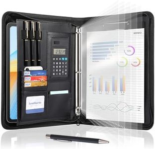 Leathario Portfolio Binder, 3-Ring Folder Organizer, Vegan Leather A4 Padfolio with Notepad, Business Conferences Professional Document Organizer for Men Women