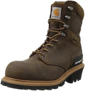 Carhartt Men's 8" Waterproof Composite Toe Leather Logger Boot CML8360, Crazy Horse Brown Oil Tanned Leather, 11