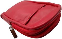 SNHIDE Slim Soft Leather Spectacle case/Leather Glasses Case with Tab Fastener (Pink)