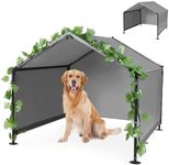 INRLKIT Large Dog Shelter Outdoor Tent Dog House for Large Medium Dogs, Outside Sun Rain Canopy Pet House for Homeless Cats Pigs Livestock with Rainproof Cover & Artificial Grapevine Leaves