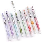 WRITECH Liquid Ink Rollerball Pens: Multi Colored 0.5mm Extra Fine Point Tip Rolling Roller Ball Pen 8ct Assorted Colors for Journaling Smooth Writing Note Taking No Bleed & Smudge & Smear