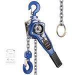 ANBULL Lever Chain Hoist 1650LBS 10FT, 3/4 Ton 3M Manual Ratchet Chain Puller Hoist w/G80 Galvanized Chain & Portable Hooks for Building Garages Warehouse Automotive Machinery