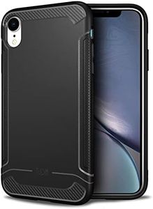 Apple iPhone XR Case, TUDIA [Linn] Ultra Slim Full Body Lightweight Carbon Fiber Design Heavy Grip TPU Bumper Shock Gap Protection with Clicky Buttons Case for Apple iPhone XR (2018) - Black