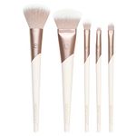 EcoTools Luxe Natural Elegance Professional Face Makeup & Foundation Brush Set, Premium Brush Kit For Face, Cheek, & Eye Makeup, Synthetic Makeup Brushes, Vegan & Cruelty-Free, 5 Piece Set