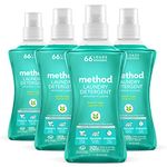 Method Liquid Laundry Detergent, Hypoallergenic + Biodegradable Formula, Plant-Based Stain Remover, Beach Sage Scent, 66 Loads per 1.5 Liter Bottles, 4 Pack (264 Total Loads), Packaging May Vary