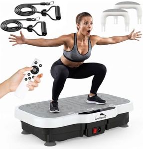 Zoomsnail Vibration Plate Exercise Machine, 8000 Vibrations/min Adjustable Fitness Platform, 400 Lbs Capacity Whole Body Workout Extra Large Size Platform with Bluetooth for Weight Loss, Women & Men