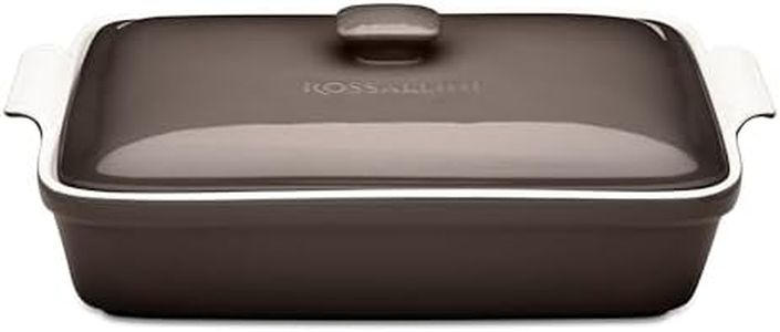 ROSSALLINI Stoneware Casserole Dish Bakeware Set with Lid, Covered Rectangular Dinnerware, Extra Large 4.23 Quart, 13 by 9 Inch, Oyster