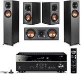 Klipsch Reference 5.0 Home Theater System with 2X R-610F Floorstanding Speaker, R-52C Center Channel Speaker, 2X R-41M Bookshelf Speaker and RX-V385 5.1-Channel Receiver, Black