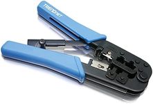 TRENDnet Crimping Tool, Crimp, Cut, And Strip Tool, For Any Ethernet or Telephone Cable, Built-In Cutter And Stripper, 8P-RJ-45 And 6P-RJ-12, RJ-11, All Steel Construction, Black, TC-CT68