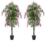 SAFEPLUS 2 Pack 6ft Ficus Artificial Fake Trees for Indoor or Outdoor