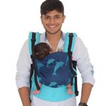 A Anmol Baby Ergonomic Adjustable Baby Carrier Flexy - Premium 100% Handwoven Cotton Newborn to Toddler - 1 Day to 4 Years, 4 Ways to Carry, ASTM Tested, 3-20kg (Dolphin Torquoise)