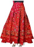 Sahaj Paridhan Women Jaipuri Print Relaxed Fit Maxi Wrapskirt, 2Xl,Red