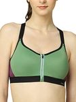 Triumph Triaction 125 Padded Wireless Front Open High Coverage Extra Support Racer Back Extreme Bounce Control Sports Bra Olive