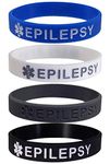 Max Petals - Epilepsy Medical Alert ID Silicone Bracelet Wristbands Adult or Child Size, One Size, Rubber