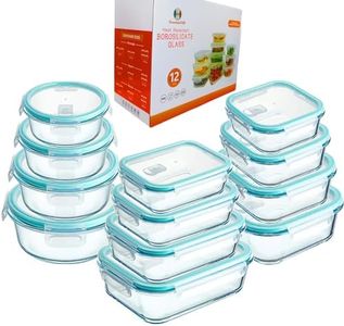 24 Pcs 12 Pack Glass Food Storage Lunch Containers Airtight Lids With Steam Vents. BPA Free Meal Prep Containers. Safe For Microwave, Dishwasher, Oven & Freezer Pantry Kitchen Storage & Organisation