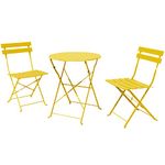 Grand patio Steel Patio Bistro Set, Folding Outdoor Patio Furniture Sets, 3 Piece Patio Set of Foldable Patio Table and Chairs, Yellow