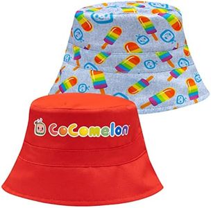 Cocomelon Bucket Hat, Reversible Sun Hat for Toddler Boys & Girls, Multicolored Summer Baby Hat Featuring Cocomelon, Red, 2-5T