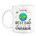 Best Dad in The Universe Coffee Mug, World's Best Dad Cup, Funny Fathers Day Mug, Custom Best Daddy White Ceramic Cup 11oz 15oz, Dad Birthday Gift from Son Daughter, Personalized New Father Mugs