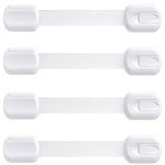 Booboo Baby (4 Pack) Child Proof Refrigerator Lock Fridge Door Locks | Baby Proof Your Cabinet Drawers, Dishwasher, Garbage Trash Can & Cupboards with Adhesive Locks, Easy Installation No Tools Needed
