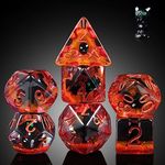 Black Cat Gaming Dice Set D&D, DNDND 7PCS Resin DND Dice with Velvet Bag for Dungeons and Dragons Role Playing Games and Tabletop Games（Black Cat