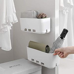 MGKolbe® 2 Pz. Organizer armadio adesivo scorrevole/Contenitori salvaspazio Bagno/Mensola doccia senza foratura/Organizzatore Trucchi/Porta spugne lavello cucina/Porta utensili da cucina