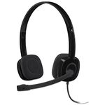 Logitech 3.5 mm Analog Stereo Headset H151 with Boom Microphone (981-000587) Plus Bonus USB Extenders