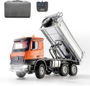 WOWOBONTOY RC Truck, 1/14 Scale 14CH Full-Proportional Alloy RC Dump Truck with Functional LED Lights and Lifting Bed, Ideal Vehicles Model Gift for Teens & Adult (RTR/Orange)