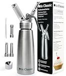 Otis Classic Whipped Cream Dispenser - 500ml Stainless Steel Whip Charger for Desserts - Professional Culinary Whipper - Canister with 3 Decorating Nozzles