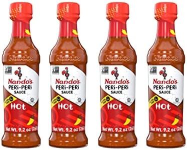 Nando's PERi PERi Hot Sauce Set | Hot Spice Pack | Add Flavour to Any Meal | Gluten Free | Non GMO | Vegetarian | Keto Friendly | 250ml Bottles | 4 Pack
