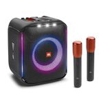 JBL PartyBox Encore 2 Mic - Portable Party Speaker with Two Digital Wireless mics, 100W Powerful Sound, Built-in Dynamic Light Show, and Splash Proof Design - Black