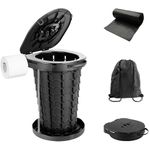 imodomio Large Portable Toilet for Camping with Bag Folding Camping Toilet for Adults with Lid & Roll Holder, Car Travel Toilets for Emergency Use, Tents, Bedroom, Pool, Party, Beach, Load 440Lb