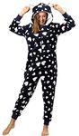 Orshoy Ladies Onesies Hooded Zip Up Adult Pajamas Christmas Sleepwear Jumpsuit Halloween Unisex Cosplay Costume Hearts Blue M