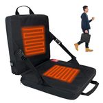 GHPERTCAER Heated Bleacher Seat Pad Cushion with Back Support for Sports Outdoor Hunting Camping & Office, USB Battery Powered, 3 Gear Adjustable Temperature,Waterproof 600D Oxford Cloth