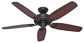 HUNTER FAN Builder Elite, 132 cm, Indoor Ceiling Fan with Pull Chain, New Bronze Finish, 5 Reversible Blades in Brazilian Cherry and Yellow Walnut, Ideal for Summer or Winter, Model 50567