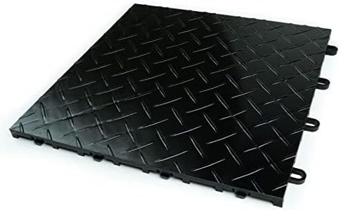 Big Floors RaceDeck TuffShield Diamond Plate Design, Durable Interlocking Modular Garage Flooring Tile (48 Pack), Black