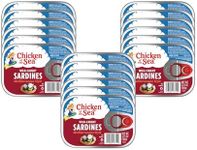Chicken of the Sea Sardines, 3.75 oz. Cans (Pack of 18), Mediterranean Style, Wild Caught Sardines, Packaging May Vary