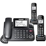 Panasonic Expandable Corded Phone System, Bluetooth Pairing for Wireless Headphones and Hearing Aids, Smart Call Block, Bilingual Talking Caller ID, 2 Handsets - KX-TGF892B (Black)
