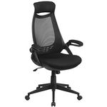 Flash Furniture High Back Executive Swivel Office Chair with Flip-Up Arms, Metal, Black Mesh, Set of 1