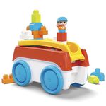 MEGA BLOKS Fisher-Price Toddler Building Toy, Block Spinning Wagon with 20 Pieces and Storage, 1 Figure, for Kids Age 1+ Years