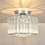 ZYDTRIP Crystal Ceiling Light Fixture Semi Flush Mount Ceiling Lamp Modern Silver Crystal Chandelier for Living Room Hallway Dining Room Kitchen